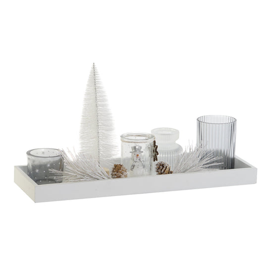 PORTAVELA SET 8 CRISTAL MDF 40X14X3 ARBOL BLANCO
