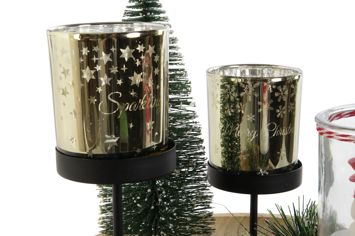 PORTAVELA SET 7 CRISTAL METAL 24:5X24:5X28 ABETO