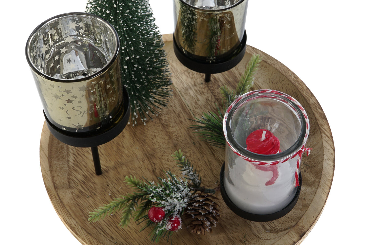 PORTAVELA SET 7 CRISTAL METAL 24:5X24:5X28 ABETO