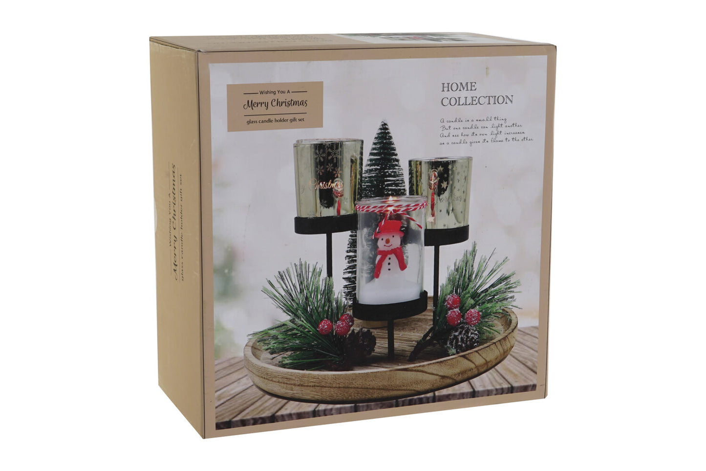 PORTAVELA SET 7 CRISTAL METAL 24:5X24:5X28 ABETO