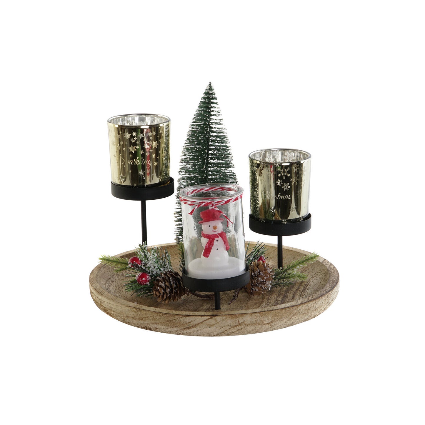 PORTAVELA SET 7 CRISTAL METAL 24:5X24:5X28 ABETO