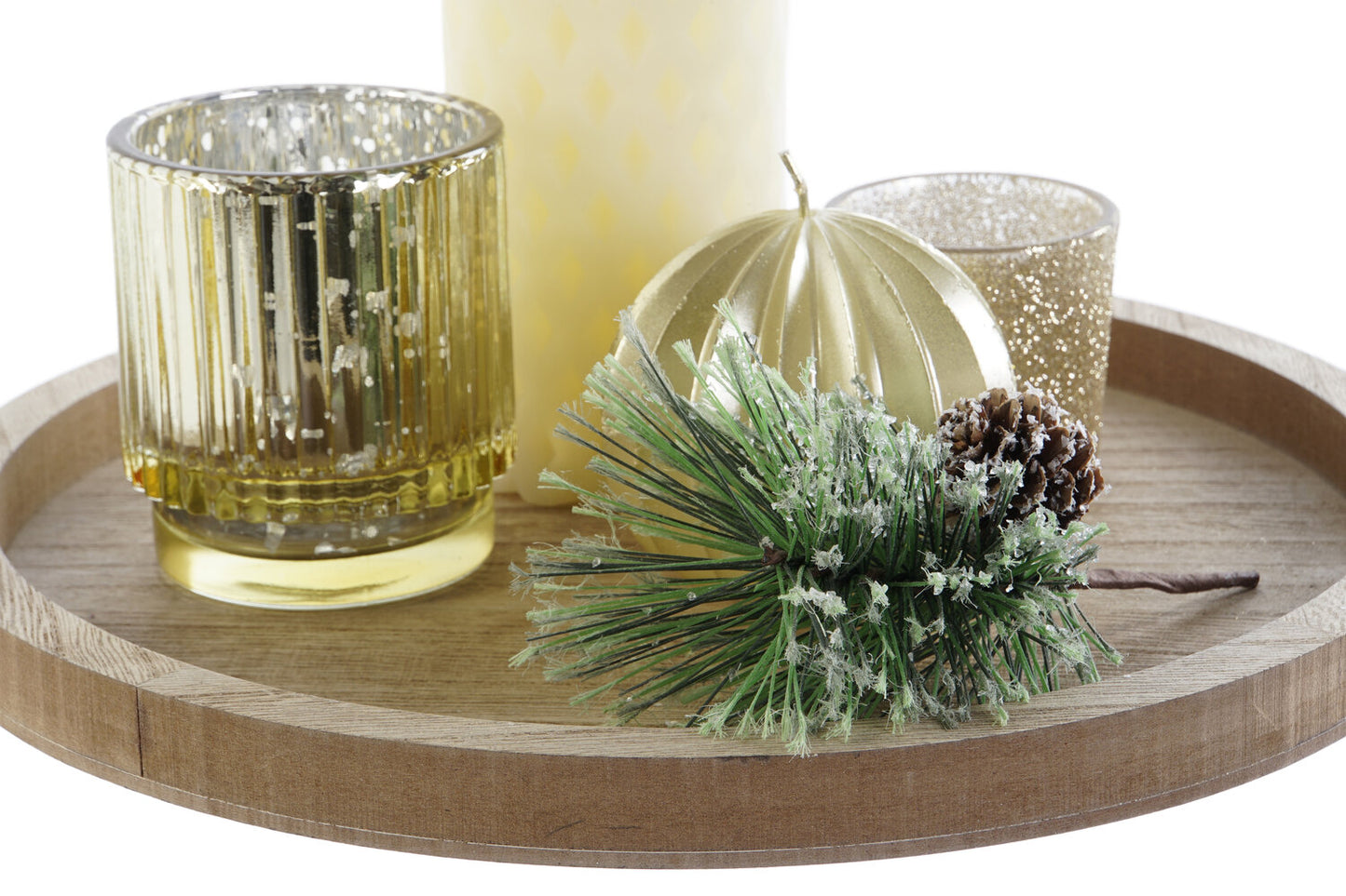 VELA SET 6 CRISTAL MDF 27X27X2 BANDEJA DORADO