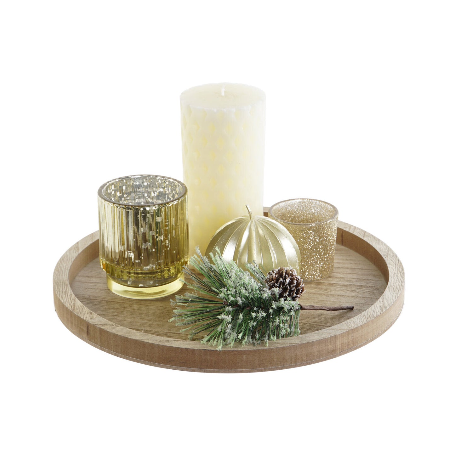 VELA SET 6 CRISTAL MDF 27X27X2 BANDEJA DORADO