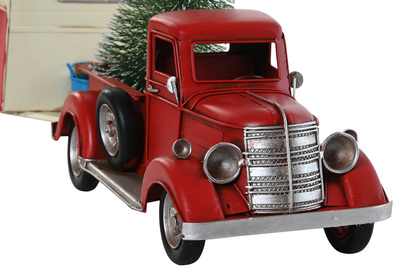 VEHICULO DECORACION METAL 73X19X28:5 CARAVANA ROJO