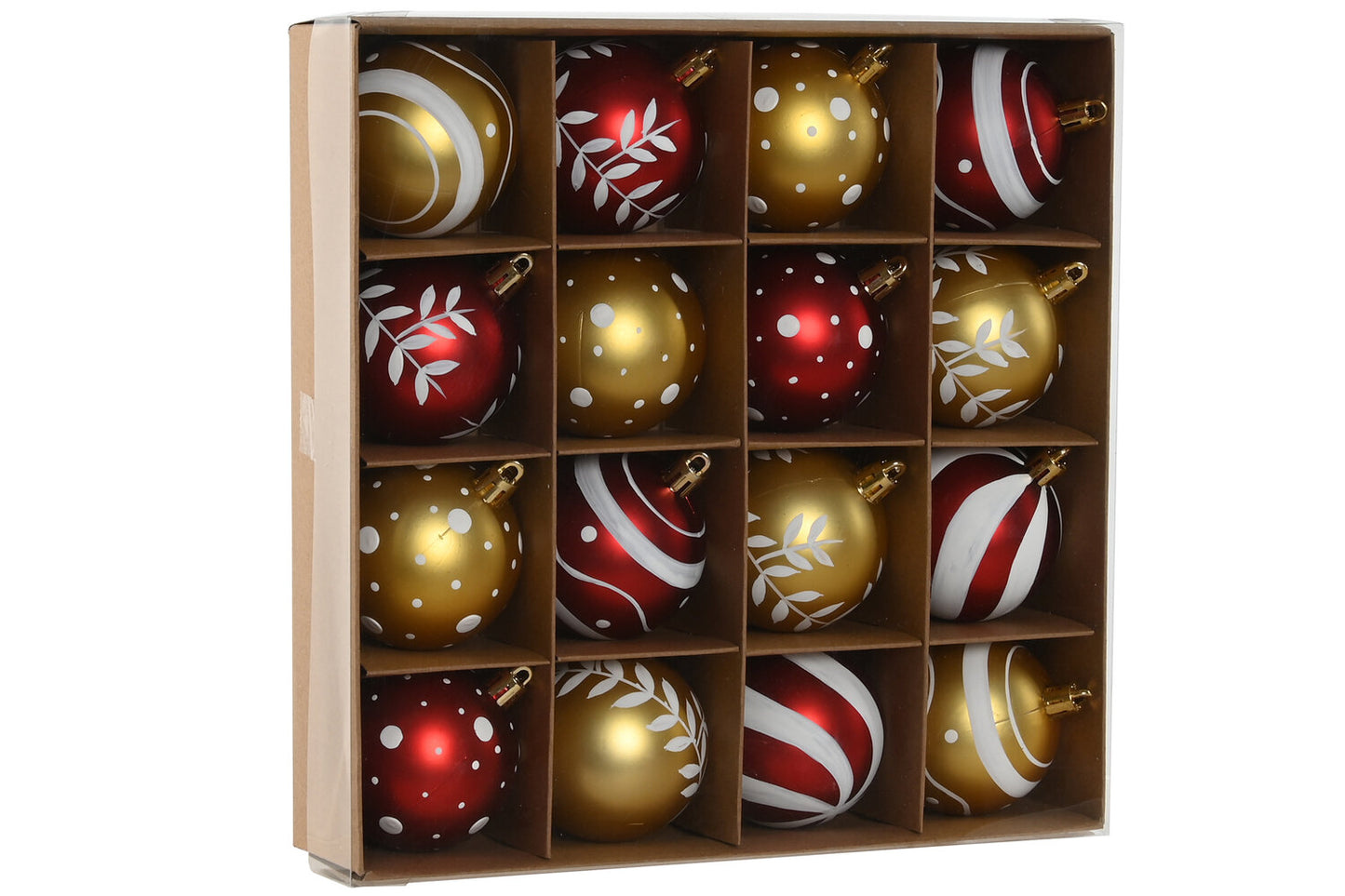BOLA DECORACION SET 16 PVC 25X6X25 ROJO