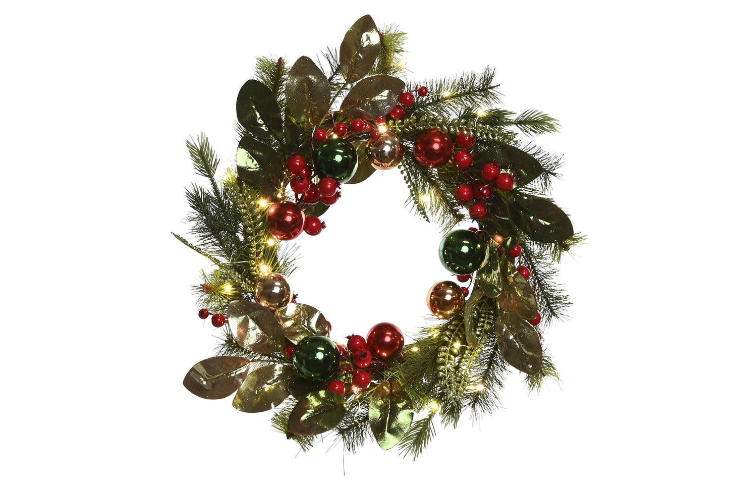 CORONA LED PVC 50X15X50 2AA 40 LEDS VERDE