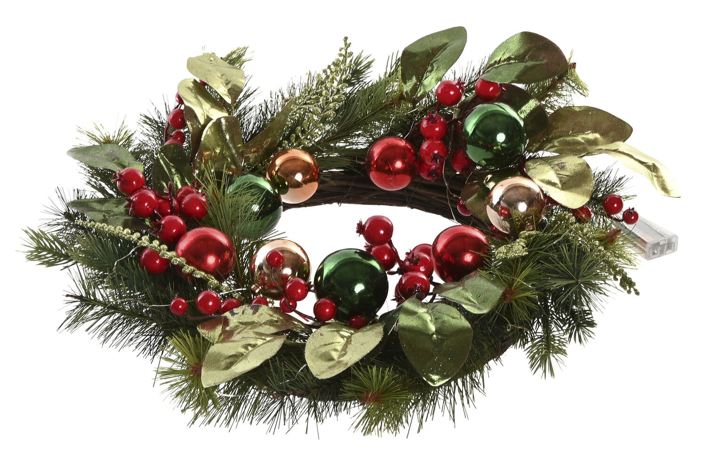 CORONA LED PVC 50X15X50 2AA 40 LEDS VERDE