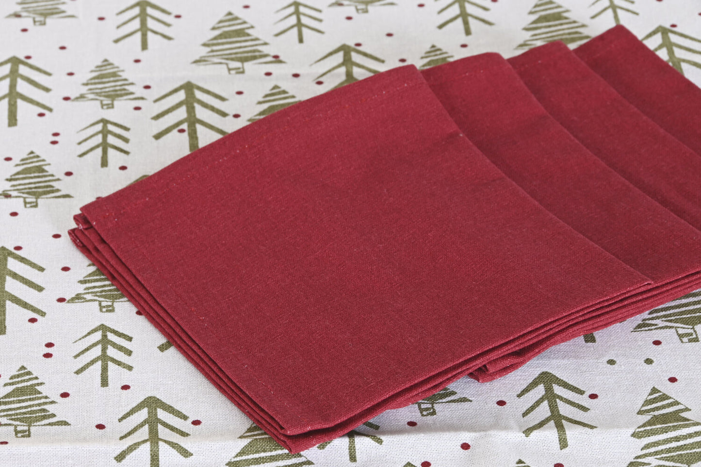 MANTEL SET 5 ALGODON 150X150X0:2 4SERV ARBOLES