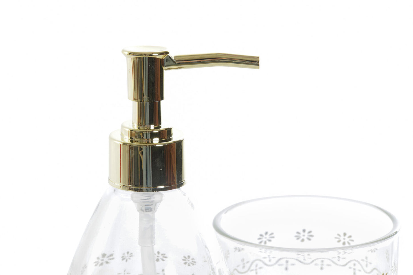 BAÑO SET 2 CRISTAL ABS 9X9X18 400 HOJAS DORADO