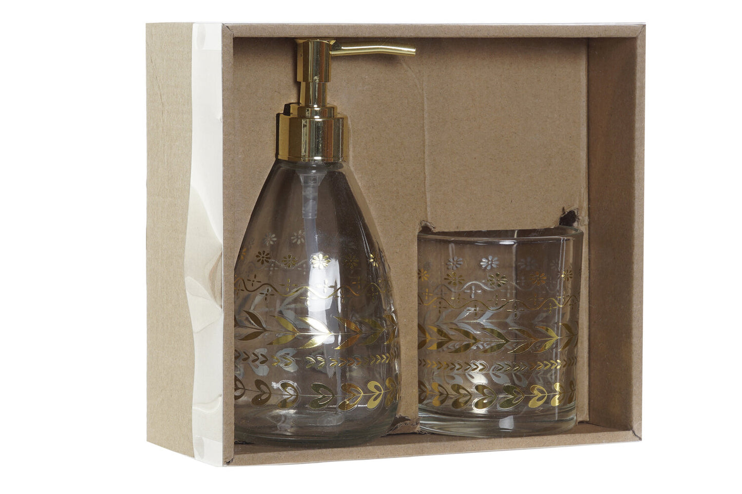 BAÑO SET 2 CRISTAL ABS 9X9X18 400 HOJAS DORADO