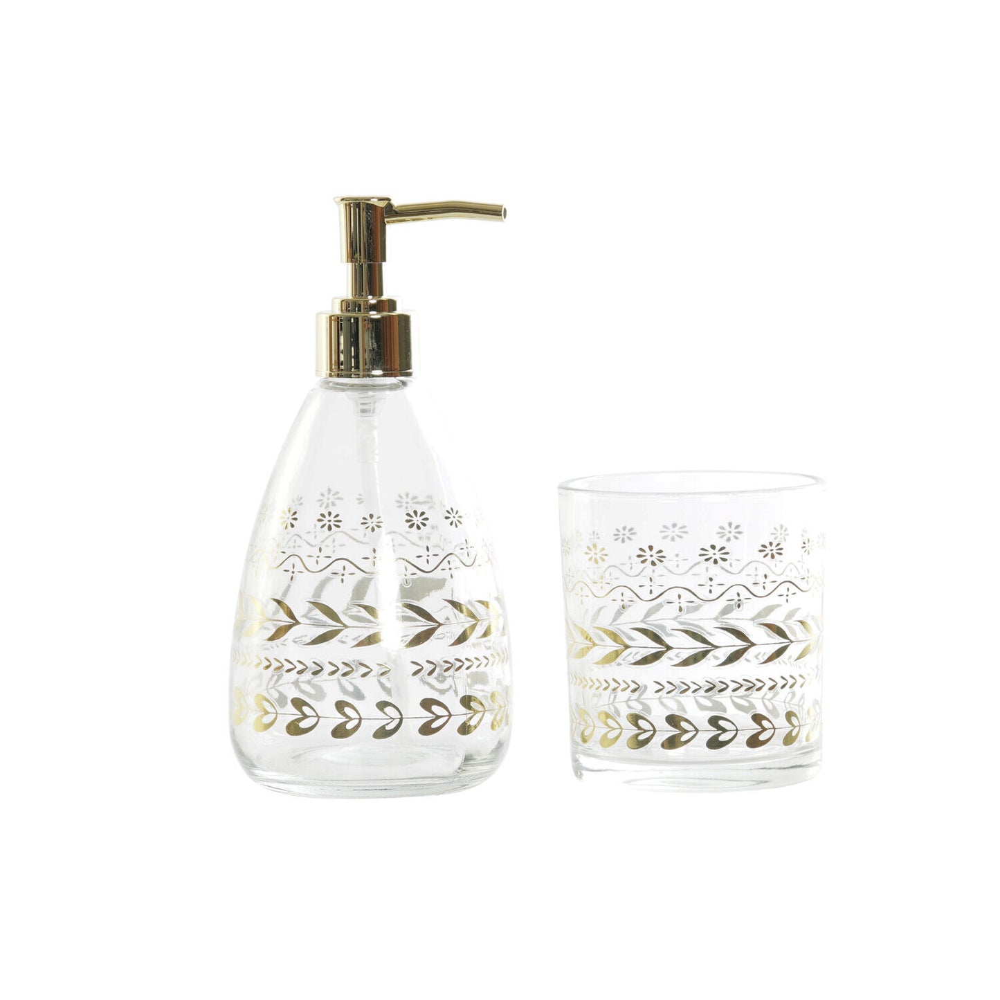 BAÑO SET 2 CRISTAL ABS 9X9X18 400 HOJAS DORADO