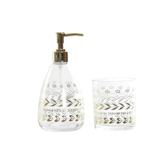 BAÑO SET 2 CRISTAL ABS 9X9X18 400 HOJAS DORADO