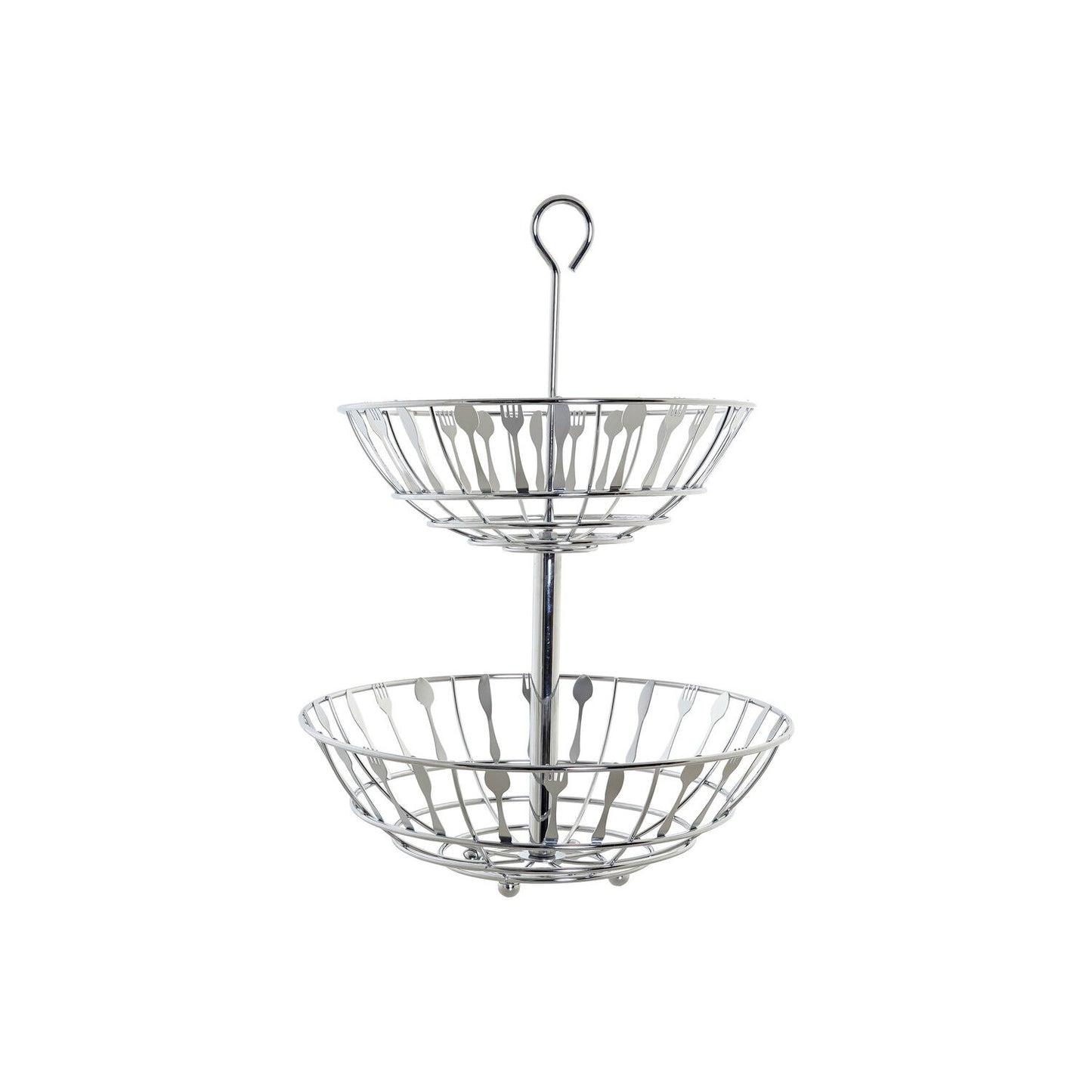 FRUTERO METAL CROMADO 28X28X40 CUBIERTOS PLATEADO