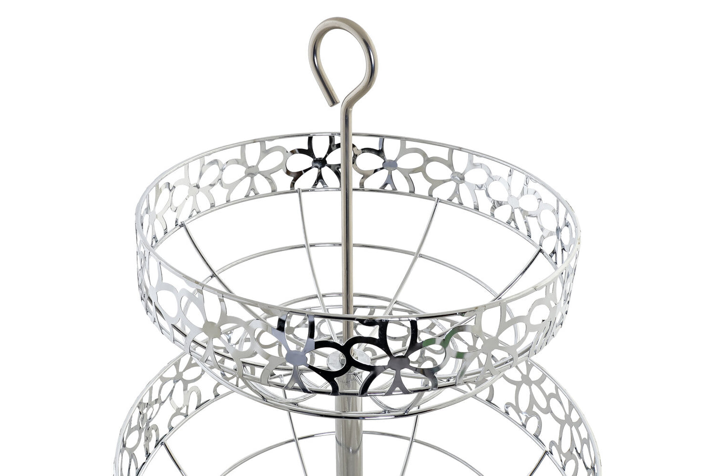 FRUTERO METAL 28X28X39 MARGARITAS CROMADO PLATEADO