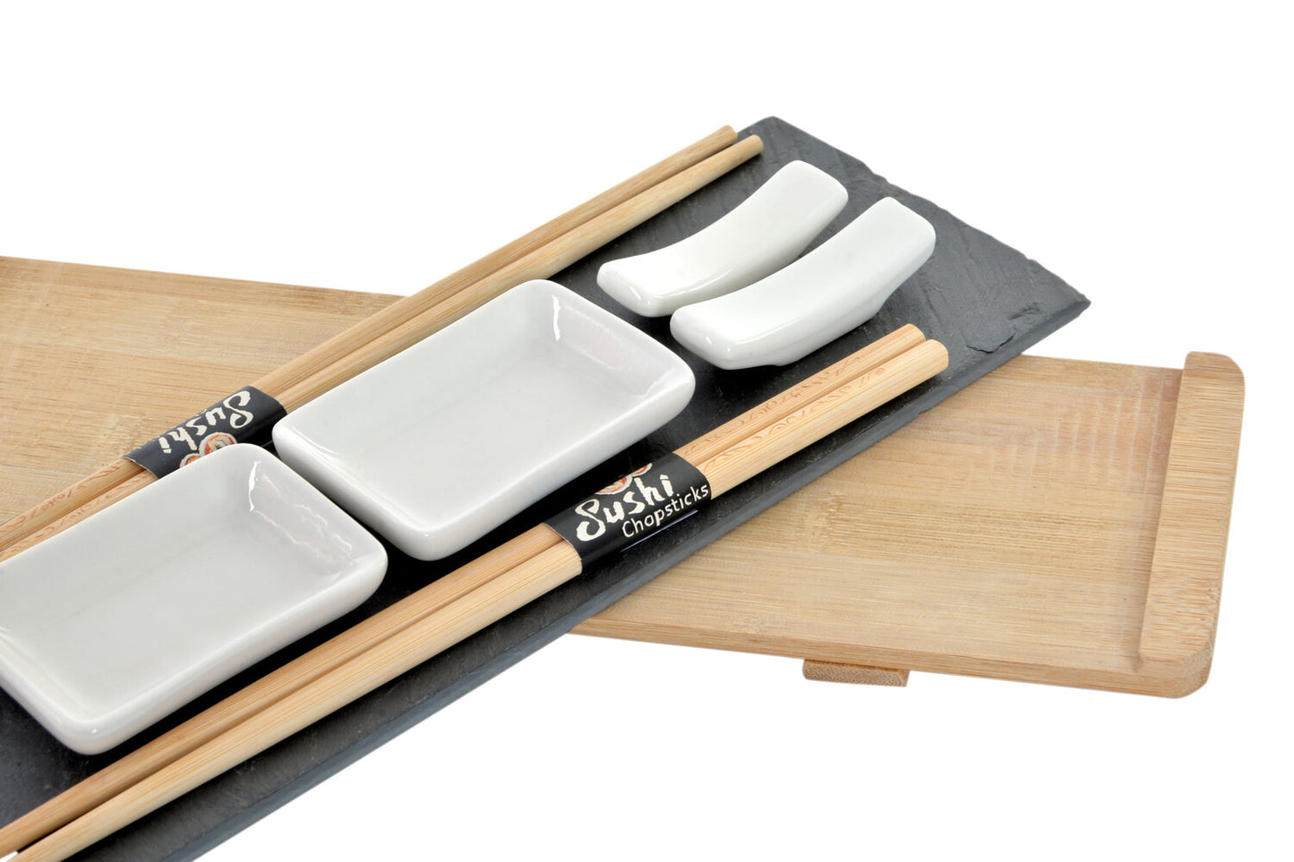 SUSHI SET 9 BAMBU PIZARRA 30X10X3:5 2 SERVICIOS