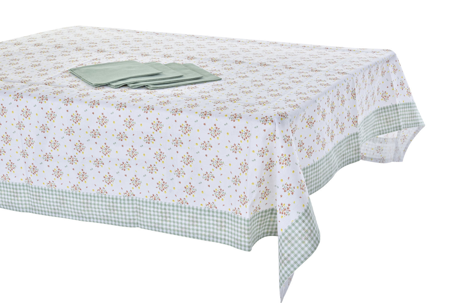 MANTEL SET 5 ALGODON 150X150X0:5 VICHY SWEET VERDE