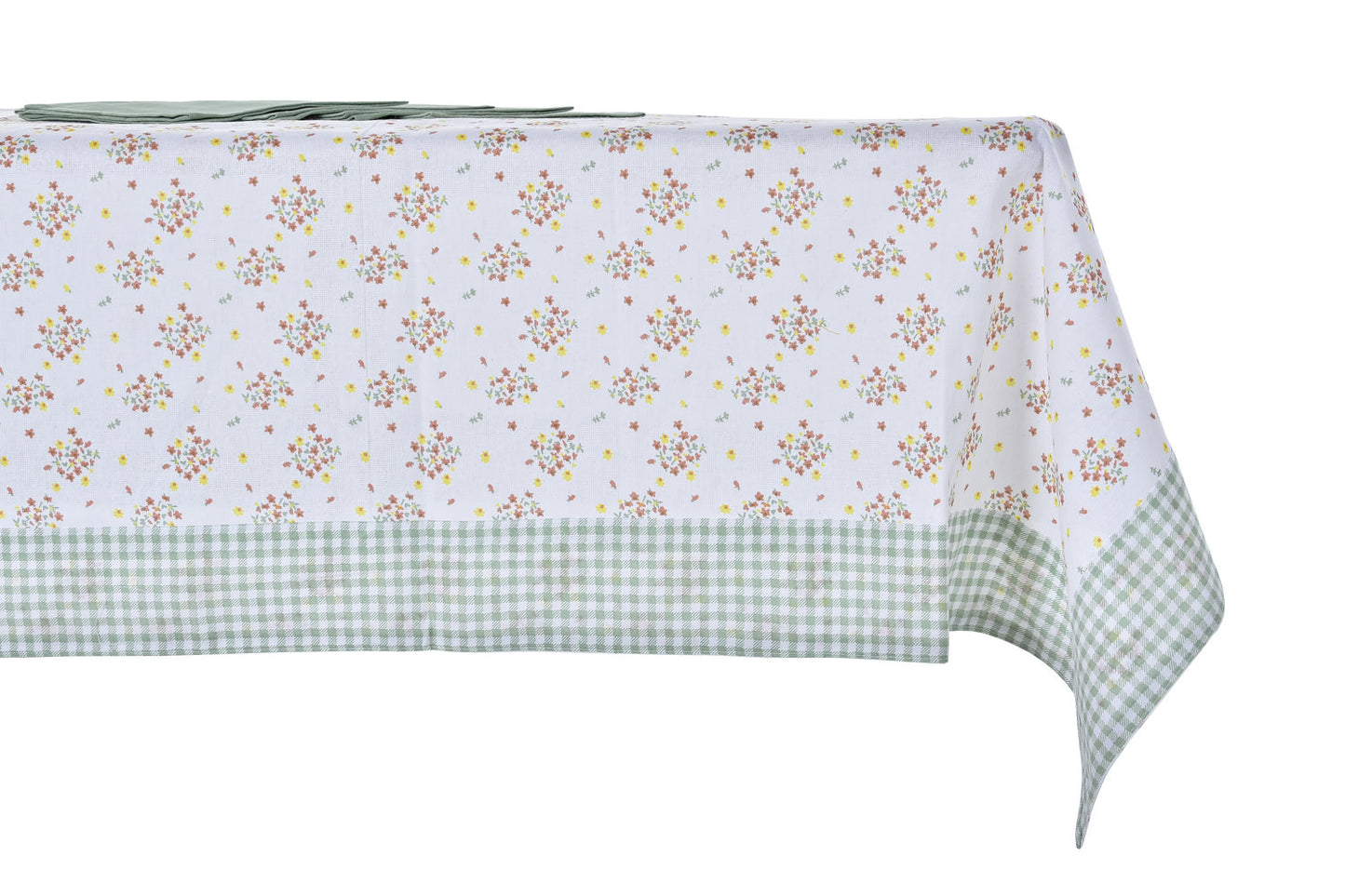 MANTEL SET 5 ALGODON 150X150X0:5 VICHY SWEET VERDE