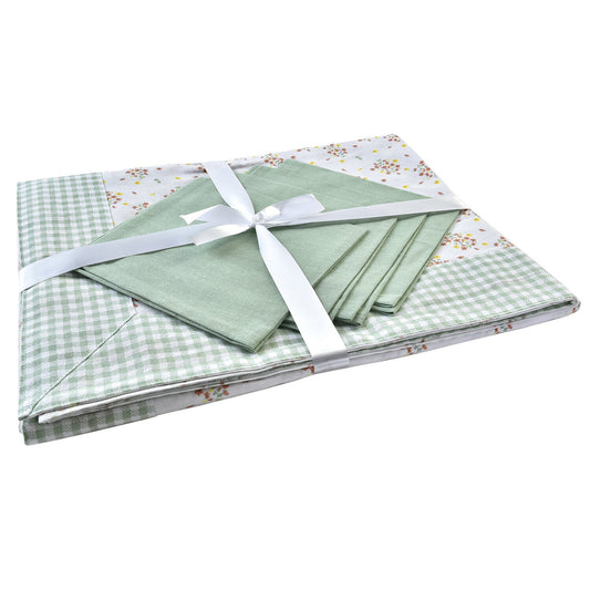 MANTEL SET 5 ALGODON 150X150X0:5 VICHY SWEET VERDE