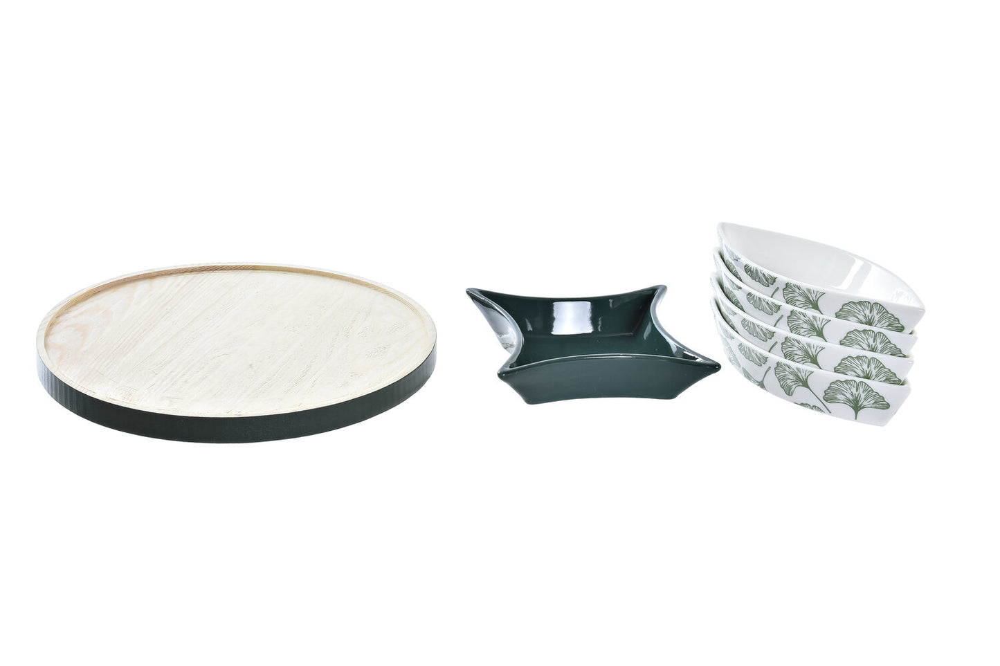 TABLA APERITIVO SET 6 GRES MDF 22X22X1 HOJAS VERDE