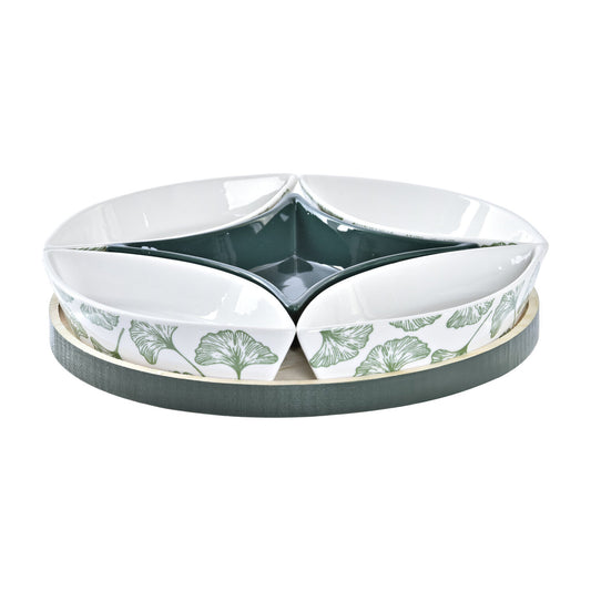 TABLA APERITIVO SET 6 GRES MDF 22X22X1 HOJAS VERDE