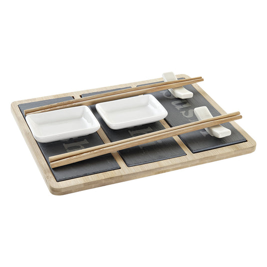 SUSHI SET 7 BAMBU PIZARRA 25X19X3 NATURAL