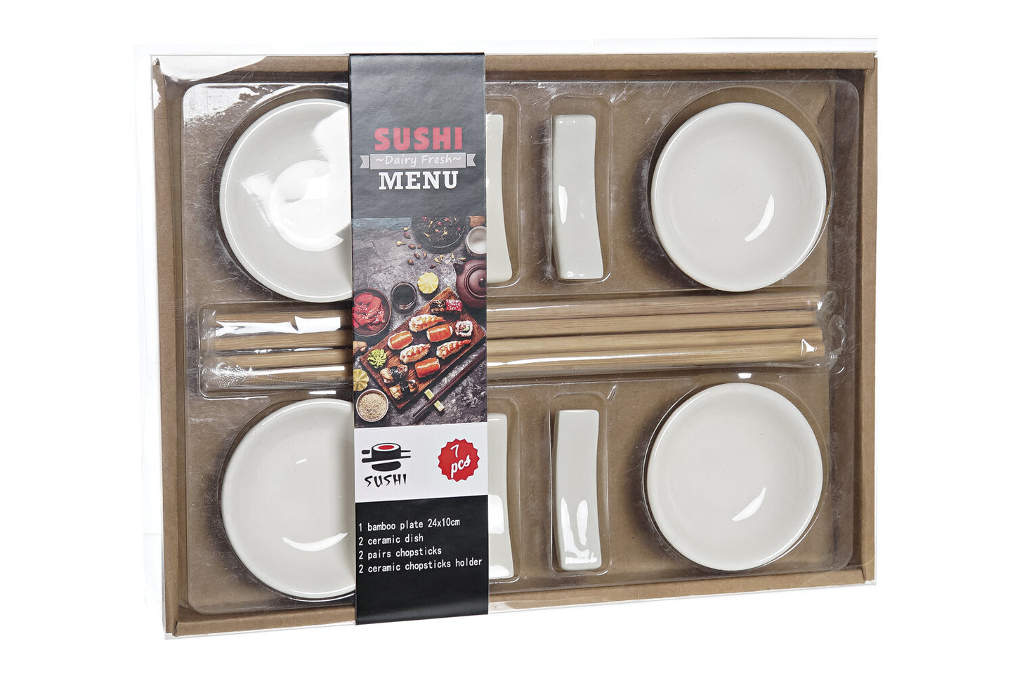 SUSHI SET 12 GRES BAMBU 27:3X20:3X2:5 BLANCO