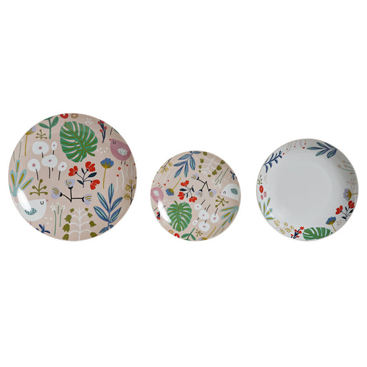 VAJILLA SET 18 PORCELANA 27X27X3 FLORES MULTICOLOR