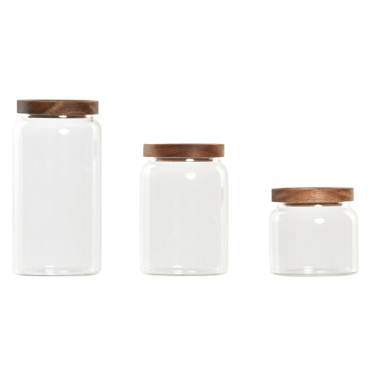 BOTE SET 3 BOROSILICATO ACACIA 10X10X20 1L/700ML