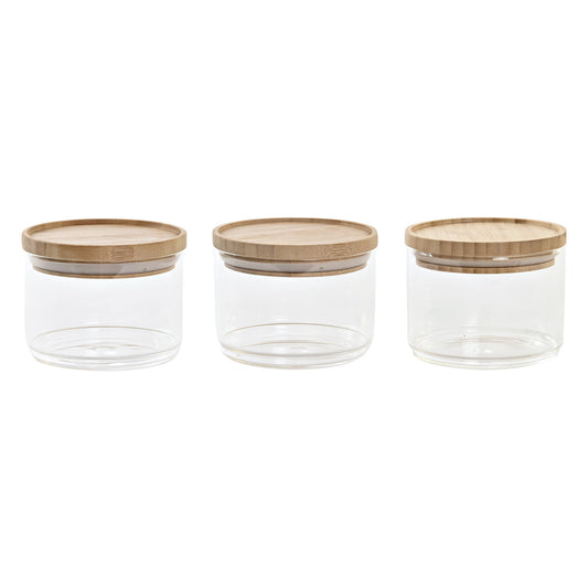 BOTE SET 3 BOROSILICATO BAMBU 10X10X7:5 470ML: