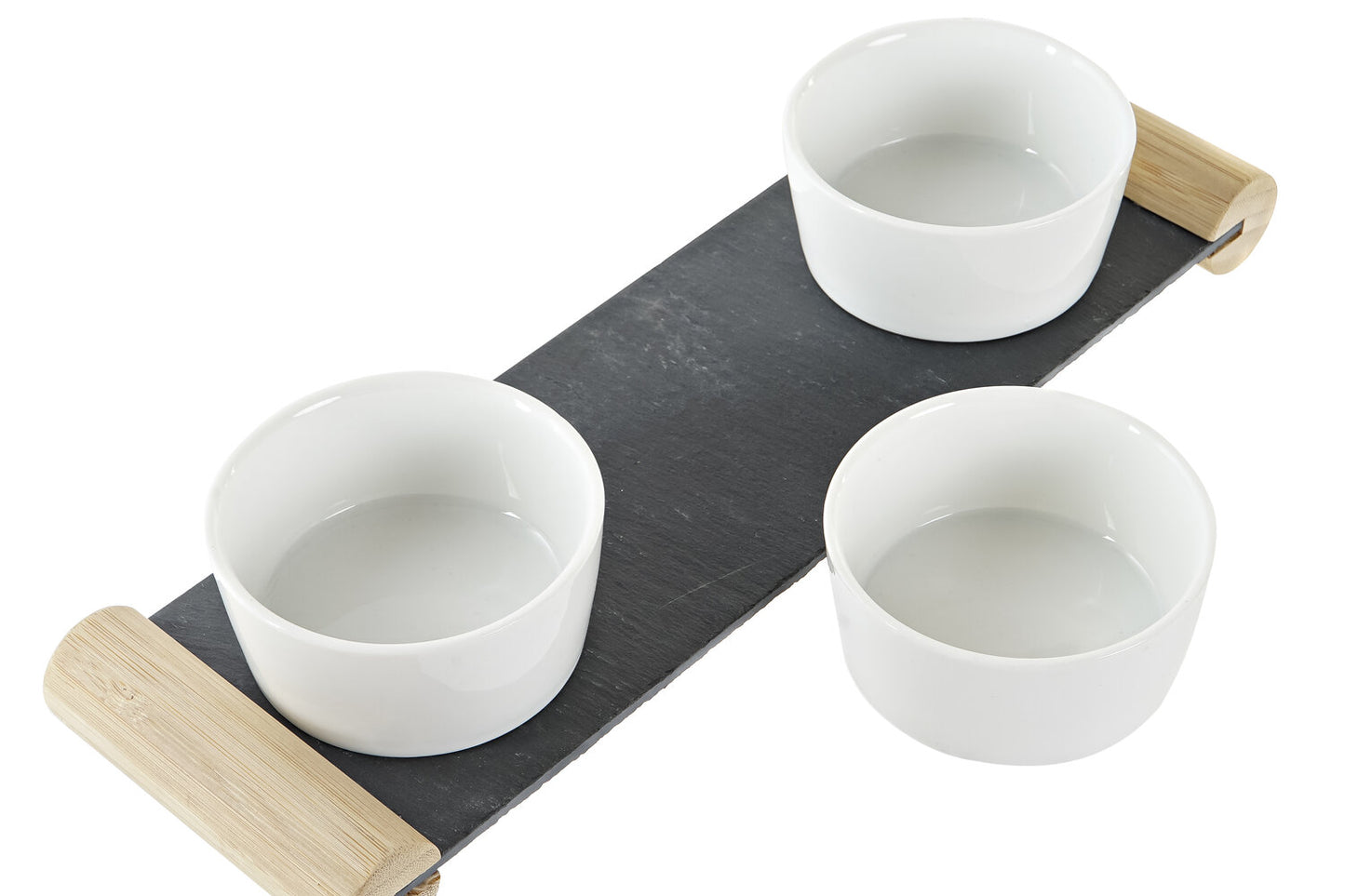 TABLA APERITIVO SET 4 GRES PIZARRA 33X10X5:8 NEGRO