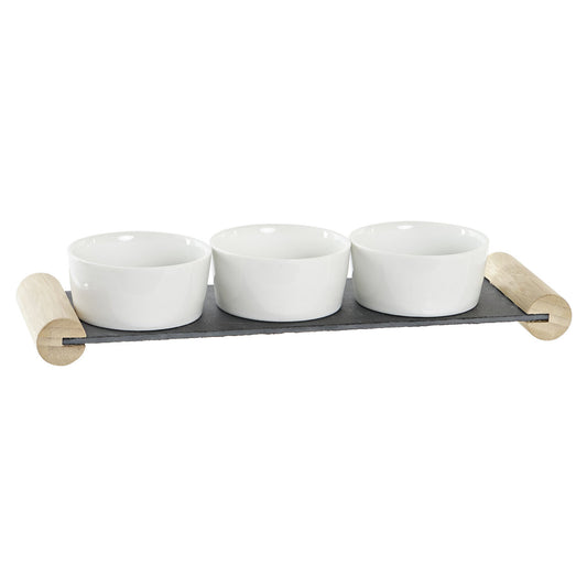 TABLA APERITIVO SET 4 GRES PIZARRA 33X10X5:8 NEGRO