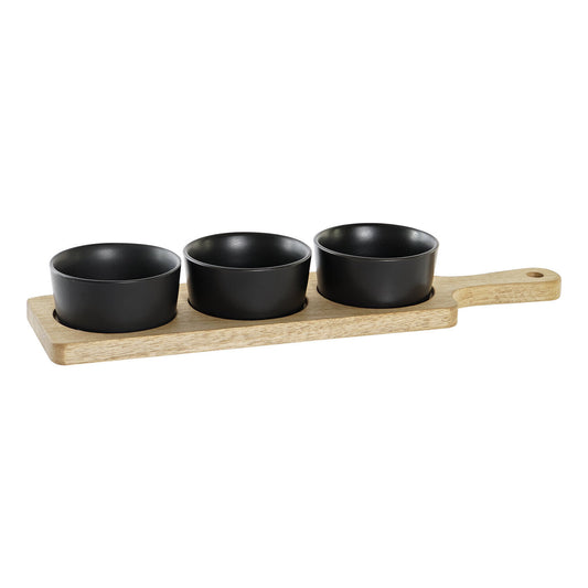 TABLA APERITIVO SET 4 ACACIA GRES 38X10X5:2 NEGRO