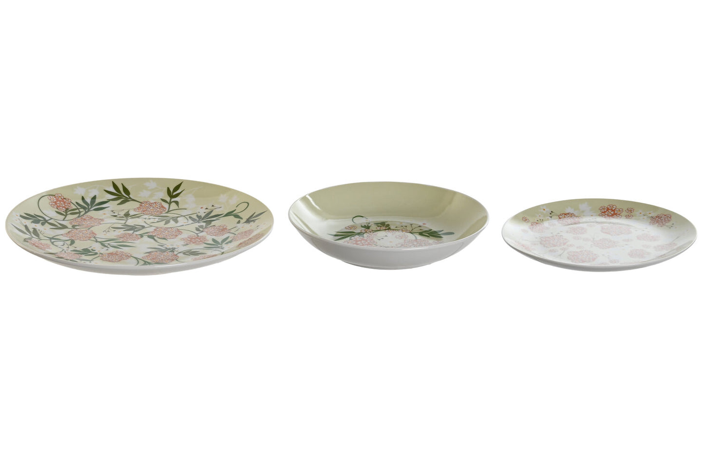 VAJILLA SET 18 PORCELANA 27X27X3 VERDE