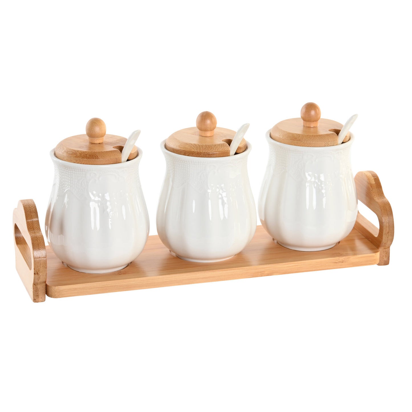 SALSERA SET 4 PORCELANA BAMBU 29:5X9X13 BLANCO