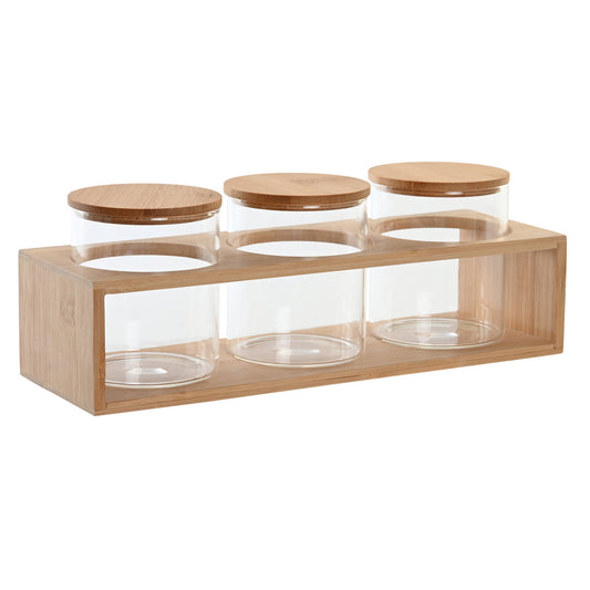 BOTE SET 3 BOROSILICATO BAMBU 31X11X11:5 9X10:3