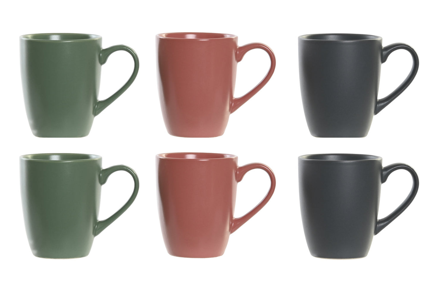 MUG SET 6 GRES RUBBERWOOD 17X12X39 160 ML: VERDE