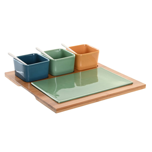 APERITIVO SET 8 BAMBU PORCELANA 30X30X6 MULTICOLOR