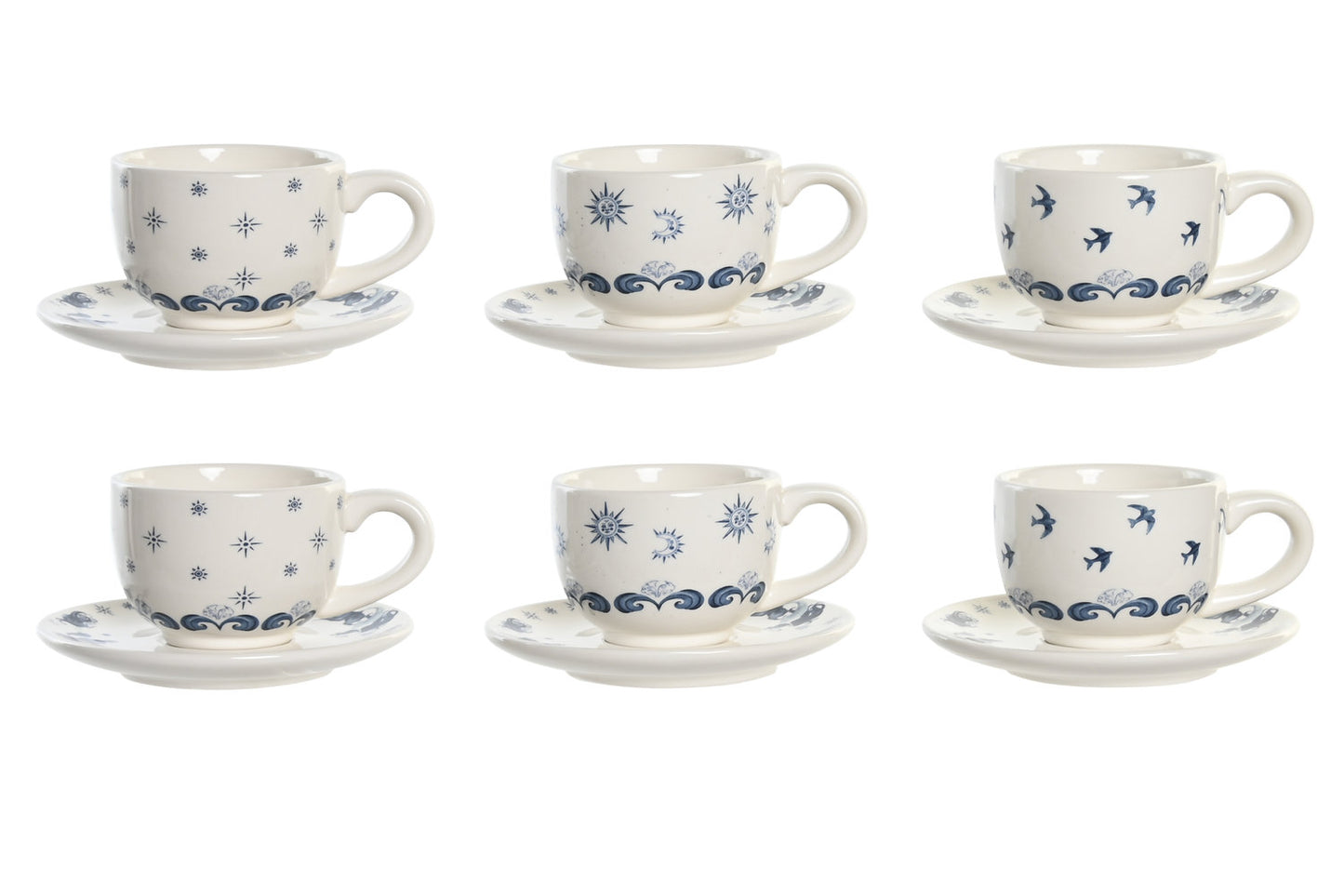 CAFE SET 6 DOLOMITE METAL 20X18X20 180 ML AZUL