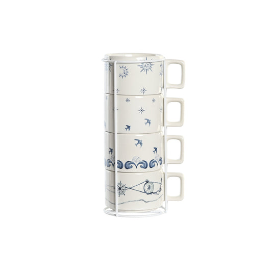 CAFE SET 4 DOLOMITE METAL 11X11X27 260 ML AZUL