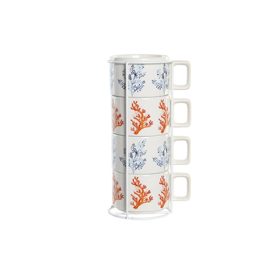 CAFE SET 4 DOLOMITE METAL 11X11X27 260 ML: CORAL