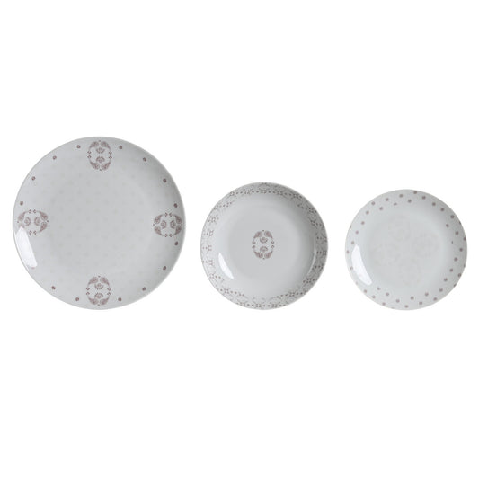 VAJILLA SET 18 PORCELANA 27X27X3 ROSA