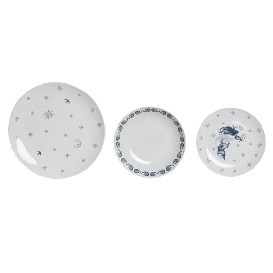 VAJILLA SET 18 PORCELANA 27X27X3 AZUL