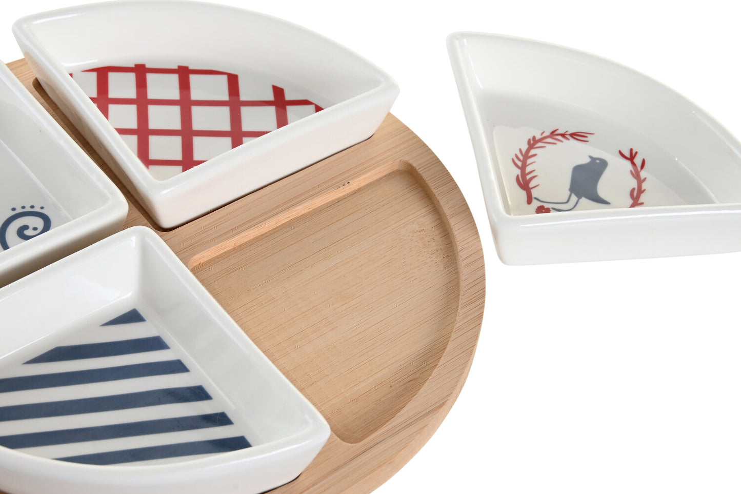 APERITIVO SET 5 GRES 21:5X21:5X1 BLUE RED BIRD