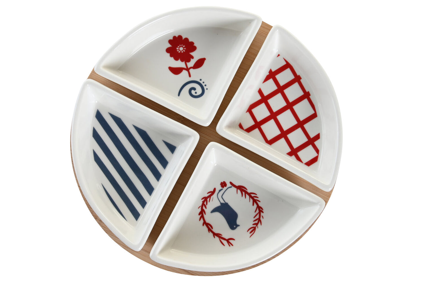 APERITIVO SET 5 GRES 21:5X21:5X1 BLUE RED BIRD