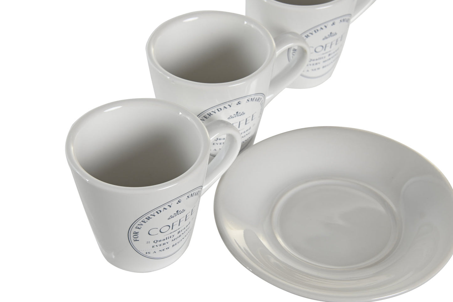 CAFE SET 6 GRES METAL 11X11X2 90ML BLANCO