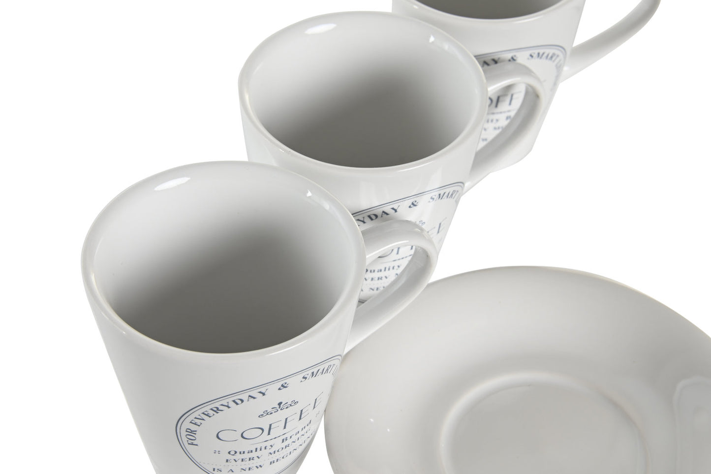 CAFE SET 6 GRES METAL 12X12X2 180ML BLANCO