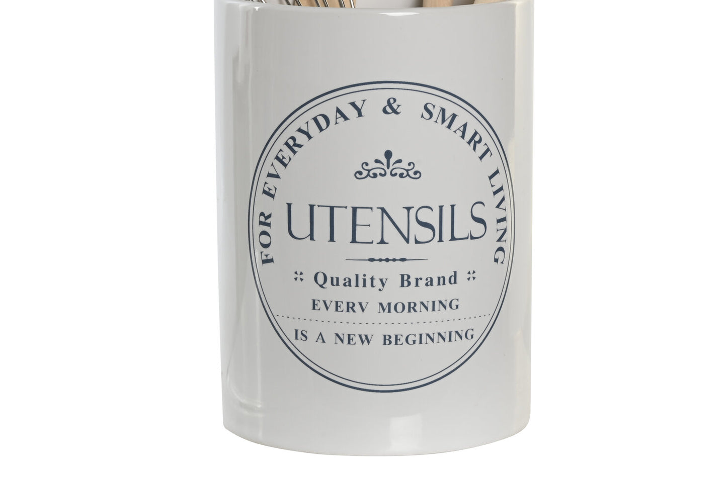 BOTE UTENSILIOS SET 5 GRES MADERA 10X10X14 BLANCO