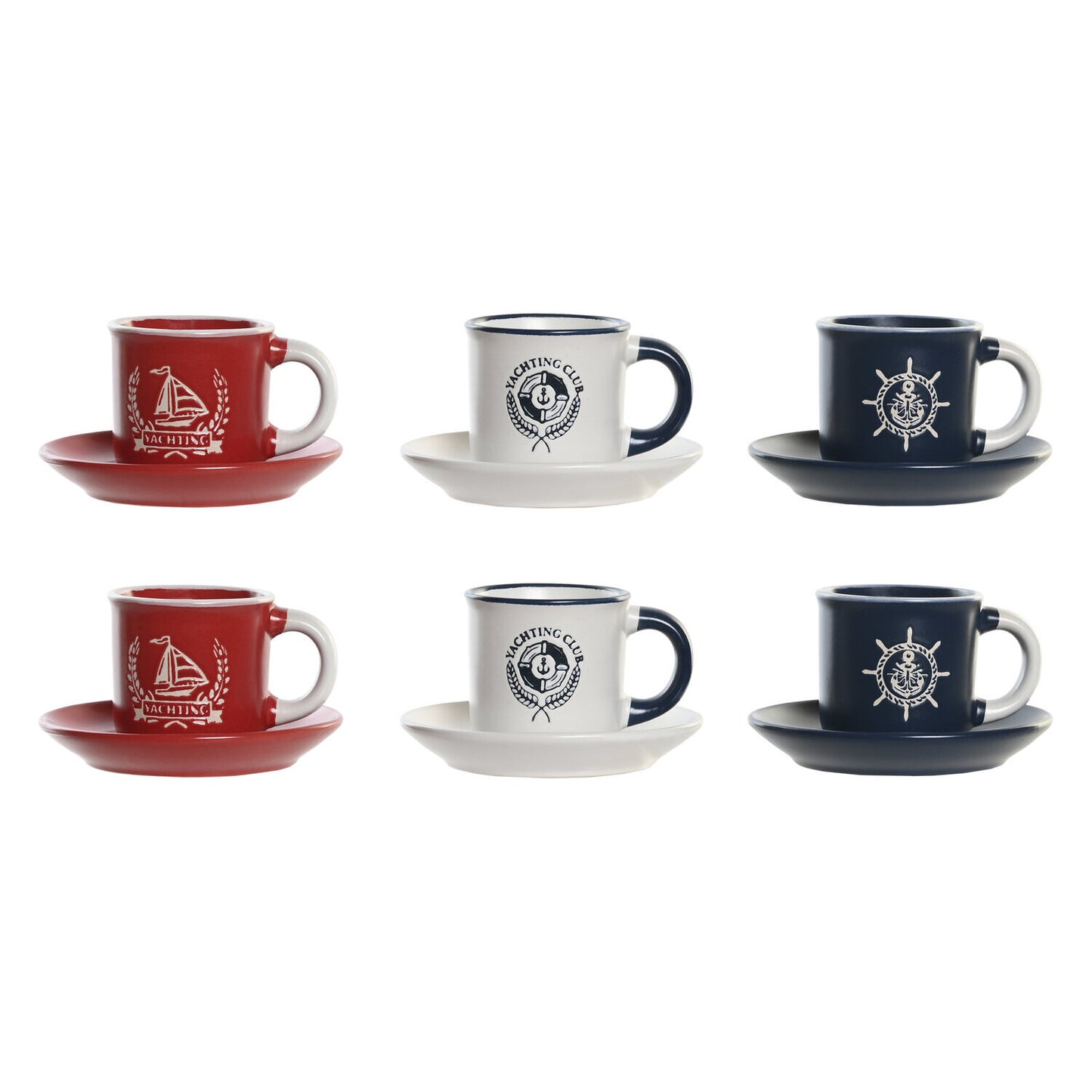 CAFE SET 6 GRES 11X11X2 90ML: GRABADO AZUL