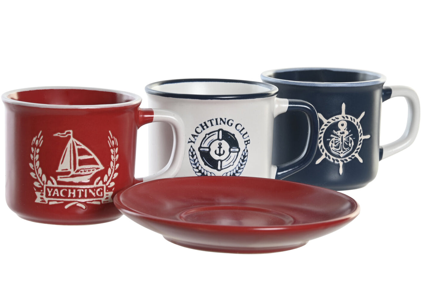 CAFE SET 6 GRES 12:5X12:5X2 150ML: GRABADO AZUL