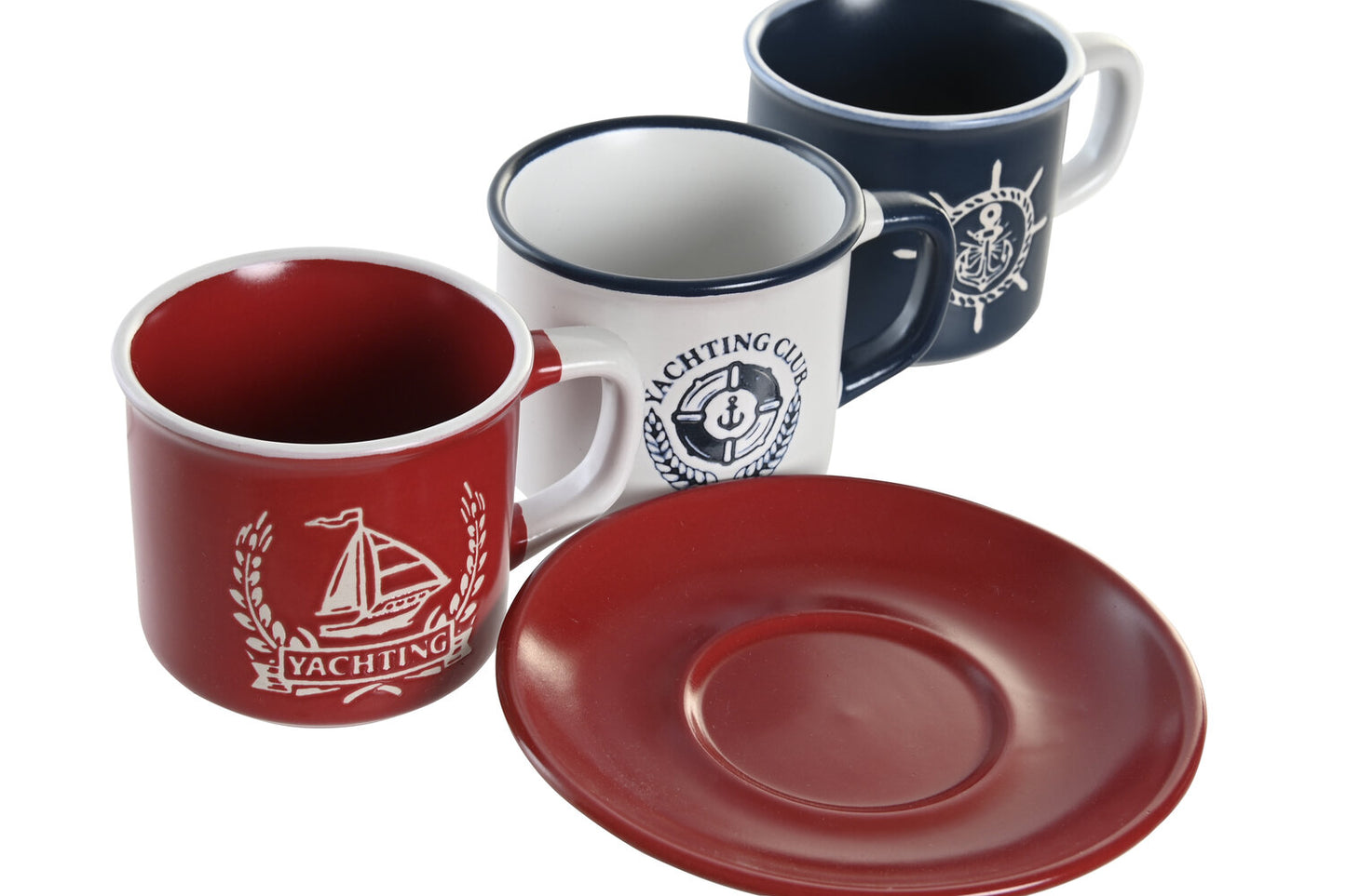 CAFE SET 6 GRES 12:5X12:5X2 150ML: GRABADO AZUL